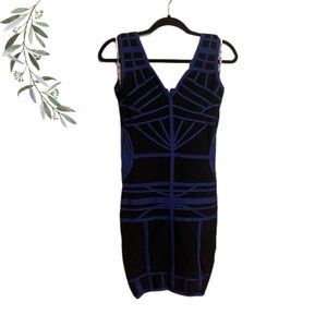 Stretta Black and Blue Bandage Mini Dress Size Medium